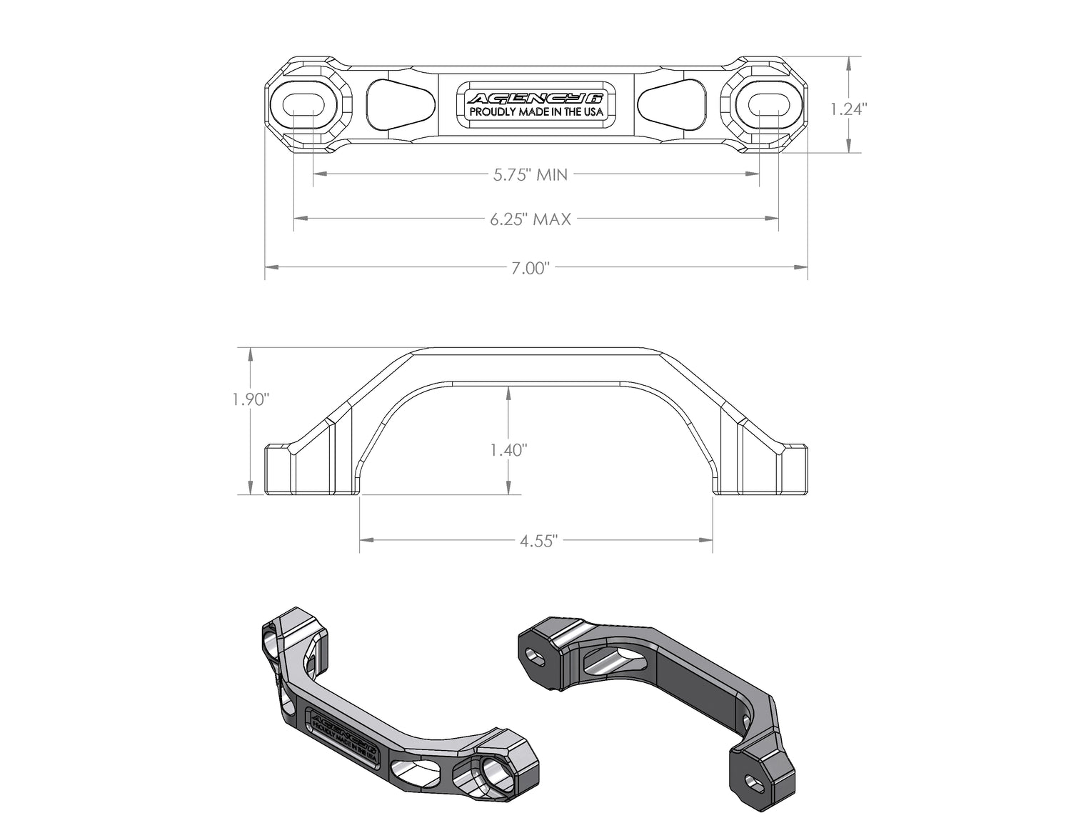 Premium Agency 6 Billet Grab Handles Pair