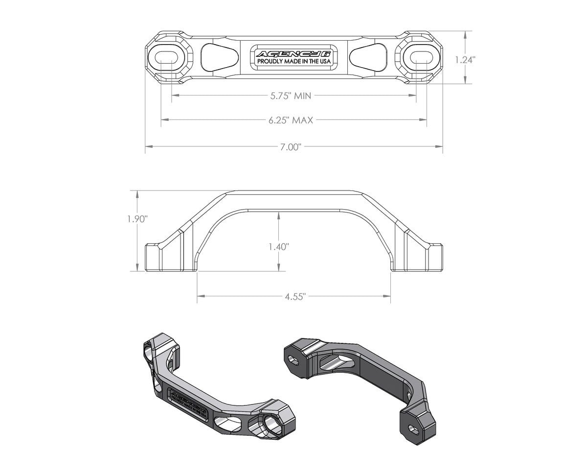 Agency 6 Billet Grab Handles 6" - Pair