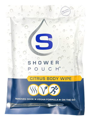 Adventure Sampler Kit: 4 Shower Pouches, 1 Hand Sanitizer (80%), and 1 Deodorant