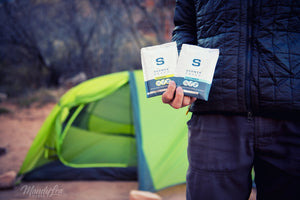 Adventure Sampler Kit: 4 Shower Pouches, 1 Hand Sanitizer (80%), and 1 Deodorant