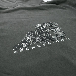 Hooded Sweatshirt - A6 Topographic Logo - Pigment Black