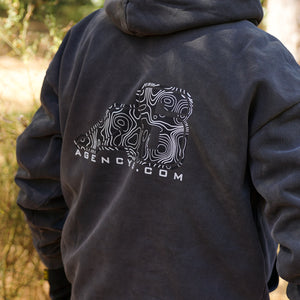 Hooded Sweatshirt - A6 Topographic Logo - Pigment Black